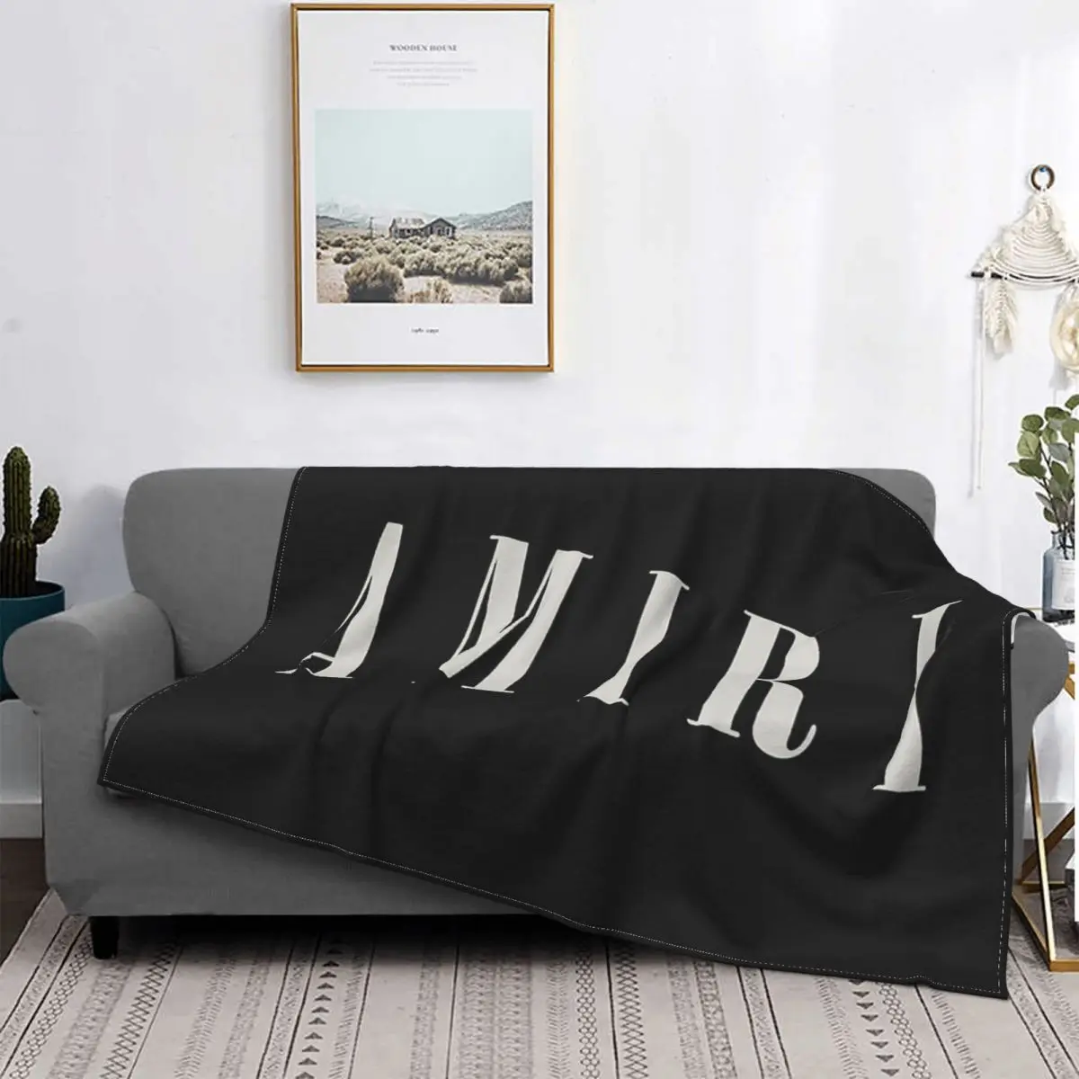 Amiri-Manta con Logo para hombre, colcha de cama a cuadros, alfombra mullida, manta térmica a cuadros, ropa de cama de algodón