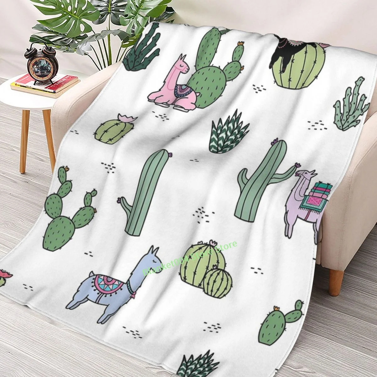 

Cacti Llamas Throw Blanket 3D printed sofa bedroom decorative blanket children adult Christmas gift