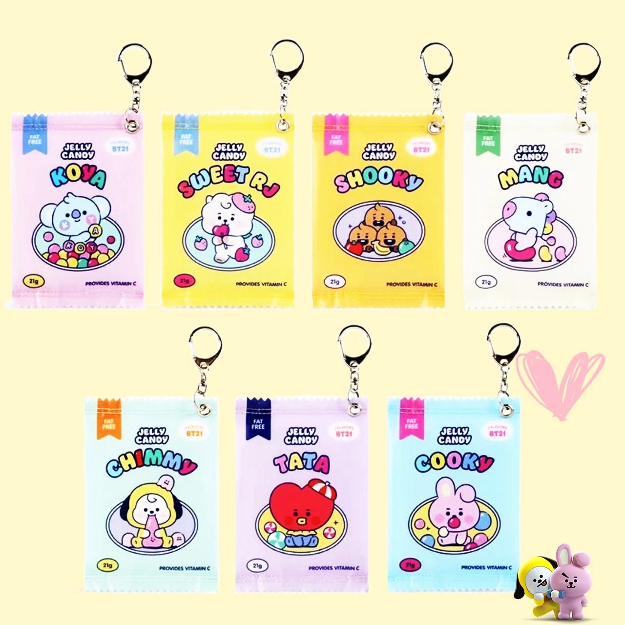 

BT21 Storage Bags Kawaii Bags Ornments Pad Portable Anime RJ TATA CHIMMY KOYA COOKY Lovely Kpop Stars BTS Fans Gifts Cute Candy