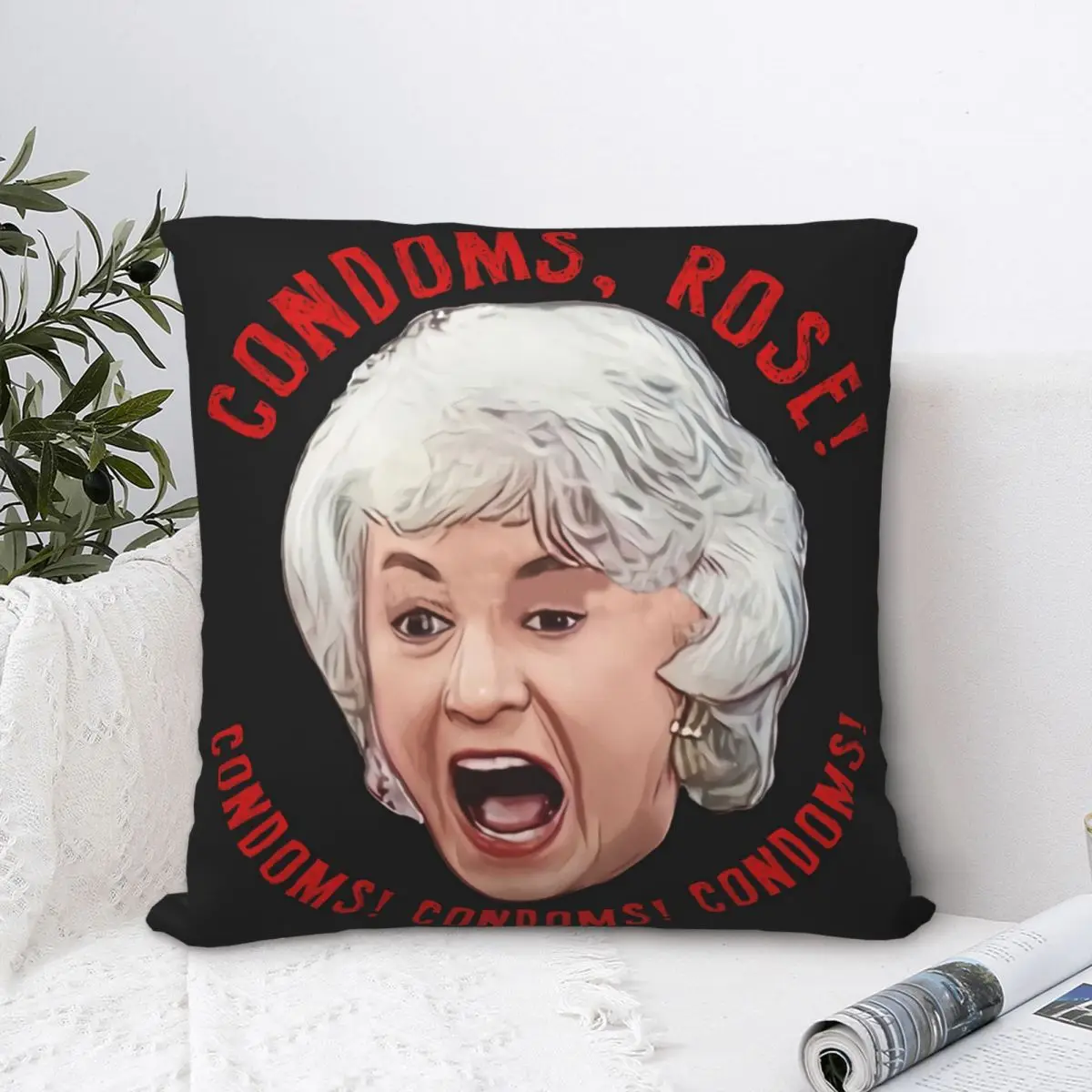 

Golden Girls Condoms Rose! Throw Pillow Case Meme Backpack Coussin Case DIY Printed Cool For Home Decor