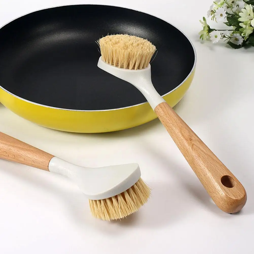 

Wooden Long Handle Pan Pot Brush Dish Bowl Washing Kitchen Oil Nonstick Practical Cleaning Tools Cleaning Hanging Brush U8P4