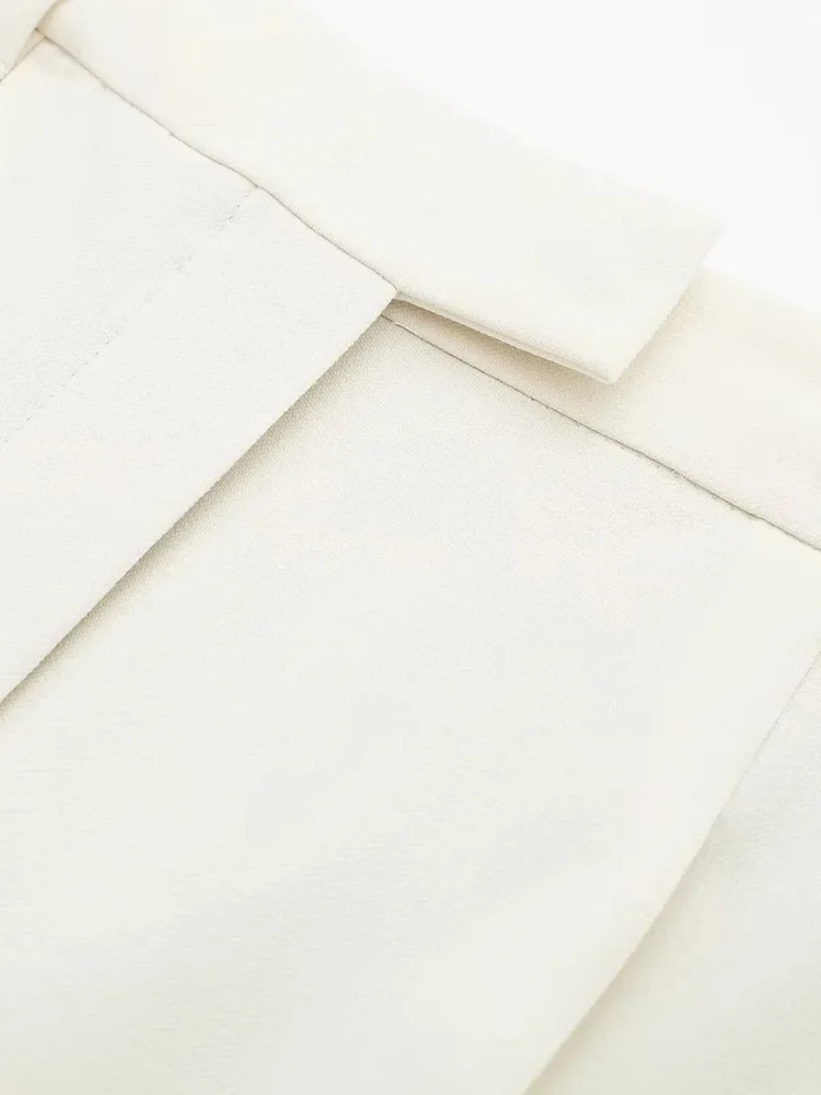 PAILETE Women 2023 fashion with darts front pockets bermuda shorts vintage high waist zipper fly female short pants mujer