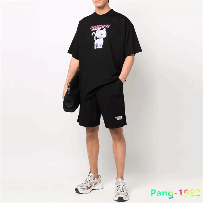 

Футболка мужская с мультяшным принтом, уличная одежда в стиле хип-хоп, Повседневная рубашка из 2022 хлопка с коротким рукавом, на лето