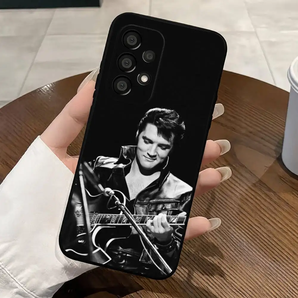 Фото Мягкий черный защитный чехол для телефона Singer E-Elvis P-Presley для Samsung S10,20,21,22,23,24,25,30Ultra Plus FE Lite №2