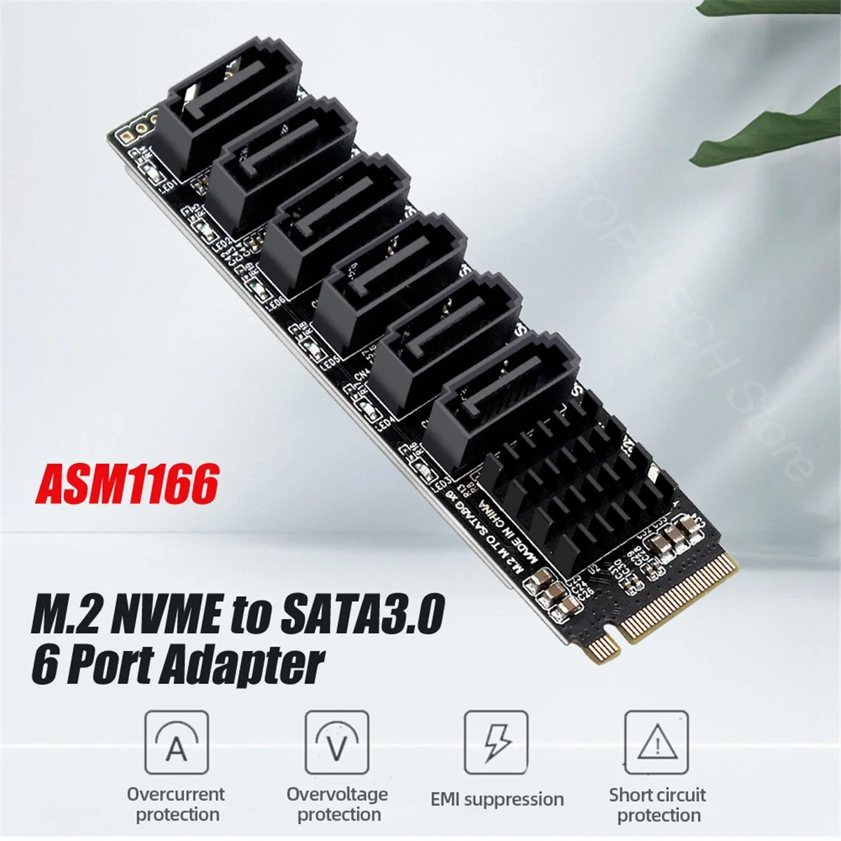 Карта адаптера M.2 NVME PCI-E PCIE X4 X8 X16 на 6-портовый 3.0 SATA Riser ASM1166 расширения сервера