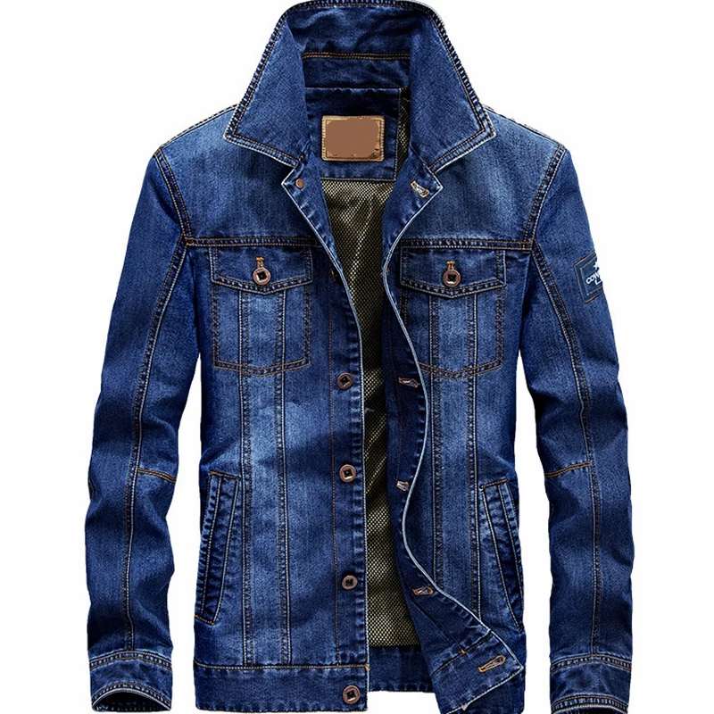 Мужская джинсовая куртка на пуговицах Повседневная однобортная Свободная из