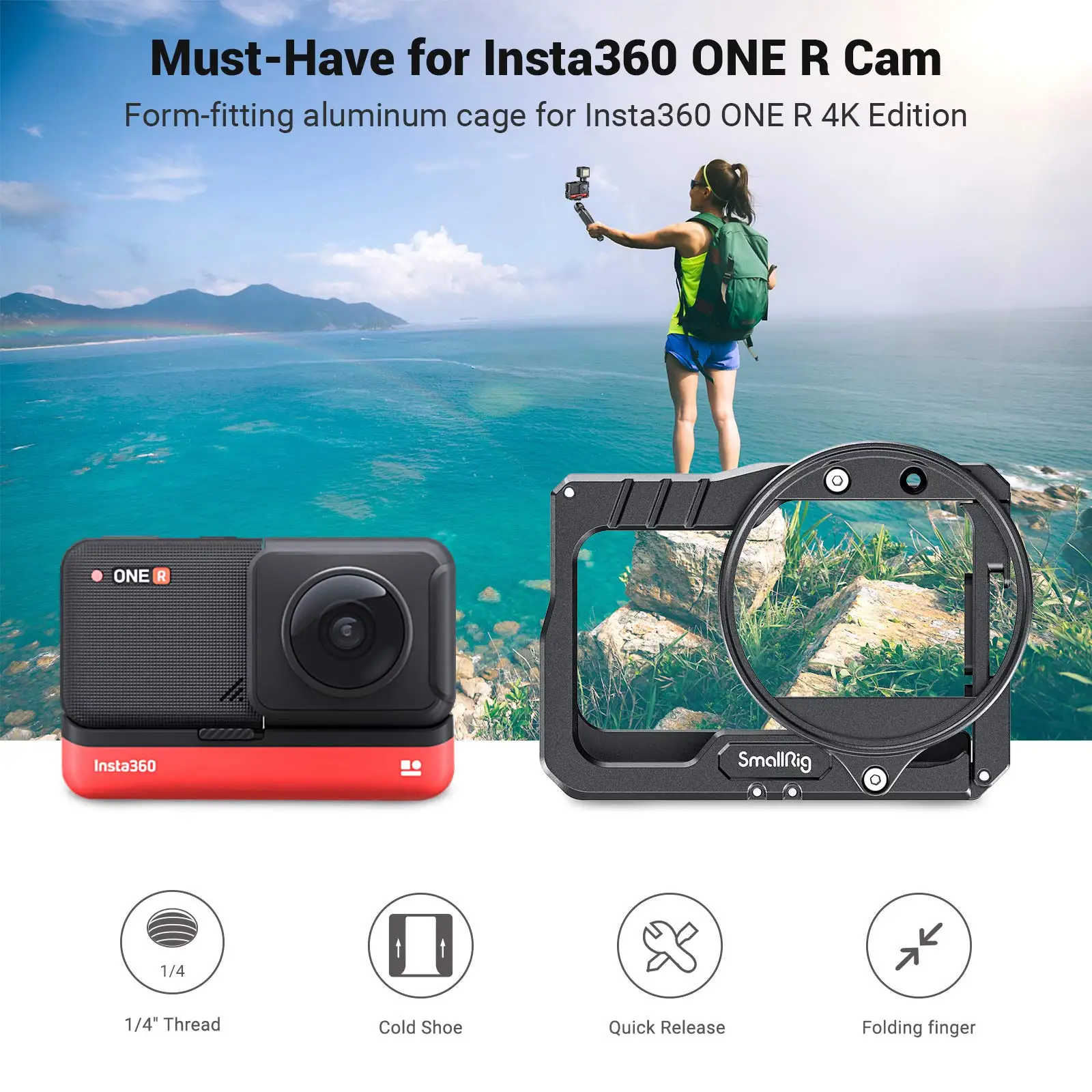 SmallRig Vlog Cage and 52mm Filter Adapter for Insta360 ONE R 4K Edition Camera Video Shooting Tripod Vlooging Support 2901 | Электроника