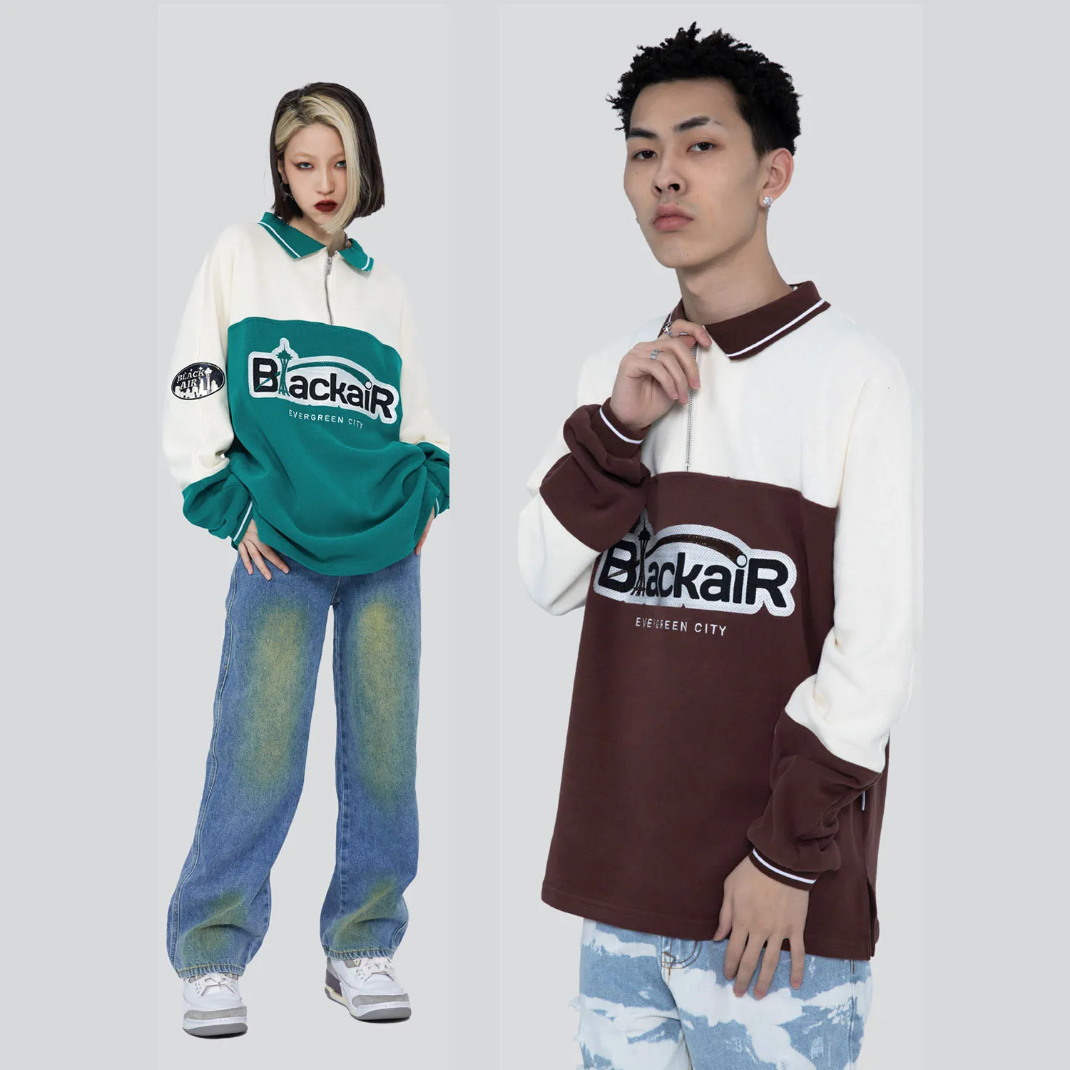 

Мужской пуловер на молнии, винтажный Свитшот разных цветов в американском стиле, уличная одежда для мужчин и женщин, топы в стиле хип-хоп, то...