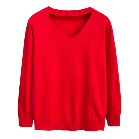 Женский вискозный ажурный свитер V-образного кроя