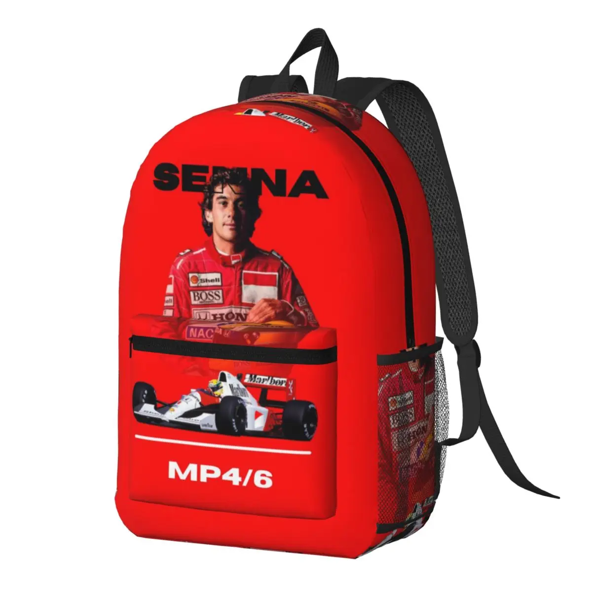 Фото Рюкзак Ayrton Senna 1991 Helmet Racing, вместительный рюкзак для детей, школьная сумка, сумки на плечо для мужчин и женщин №1