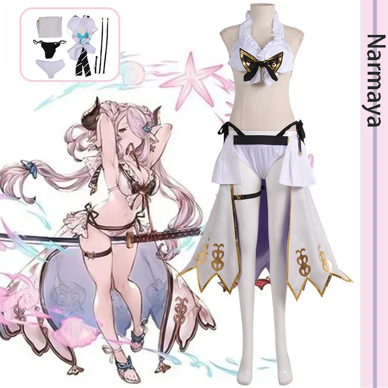 

Костюм для косплея Narmaya, белый купальник для ролевых игр, бикини, для карнавала, Хэллоуина