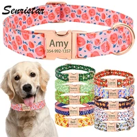personalized metal buckle dog name collar for small medium large dogs custom engraved name dog collar soft pretty pet dog collar