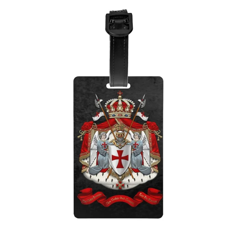 

Knights Templar Coat Of Arms Luggage Tag Medieval Warrior Cross Suitcase Baggage Privacy Cover ID Label