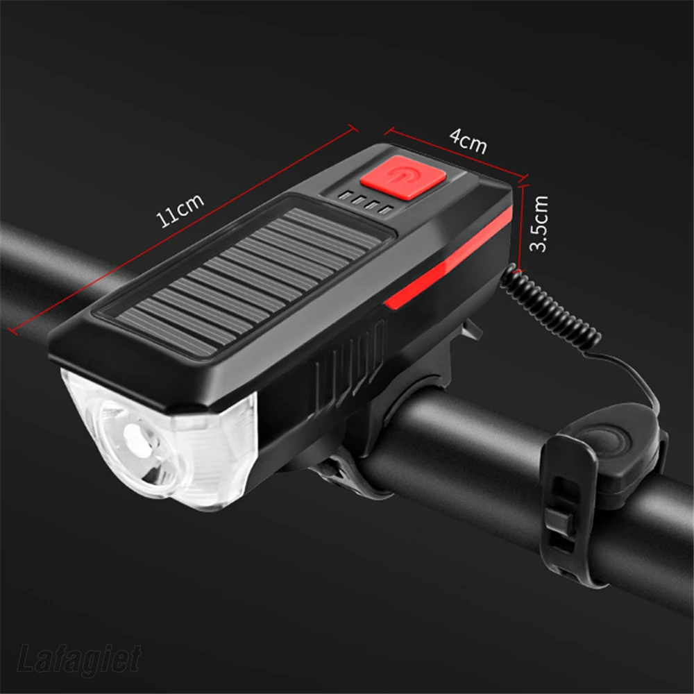 Велосипедный Головной фонарь 2 в 1 на солнечной батарее с зарядкой от USB