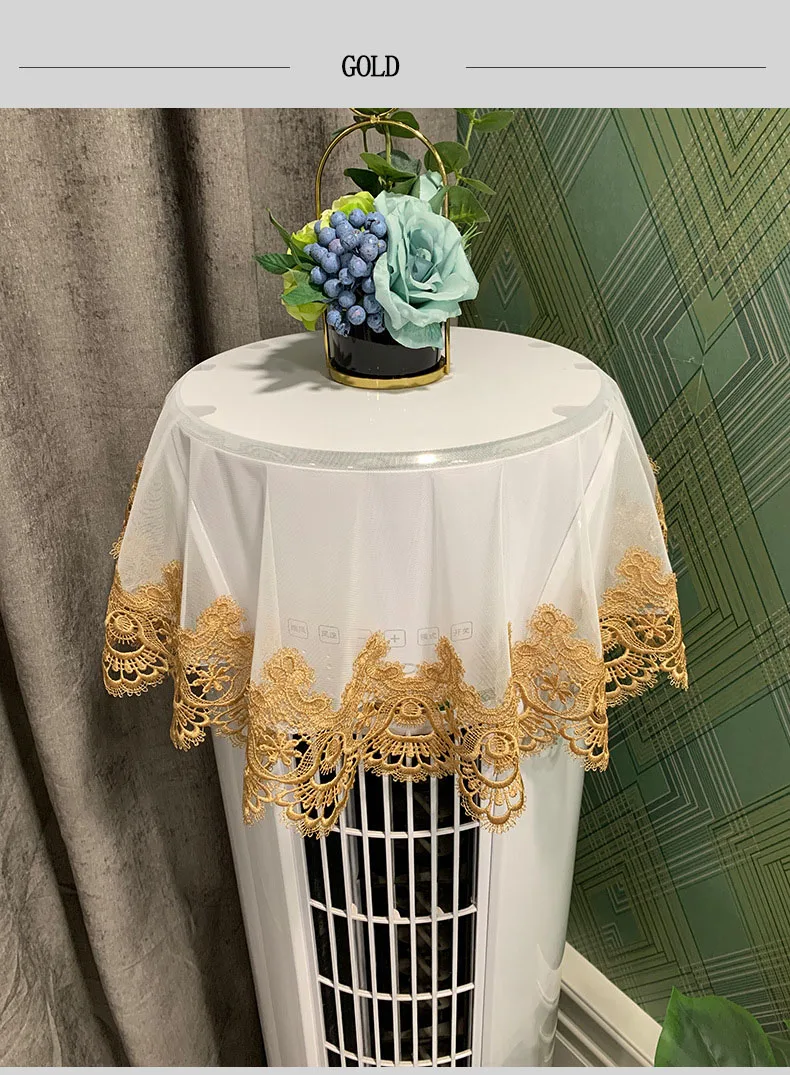 

Lace Cloth Round Tablecloth Air Conditioner Dustproof Cloth Vertical Air Conditioner Cover Towel Simple and Modern Decoration