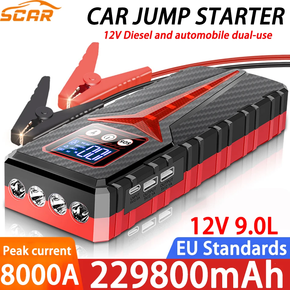 

Car Jump Starter 8000A Battery Charger 298000mAh Emergency Power Bank Booster for 12V Gasoline and Diesel Vehicles