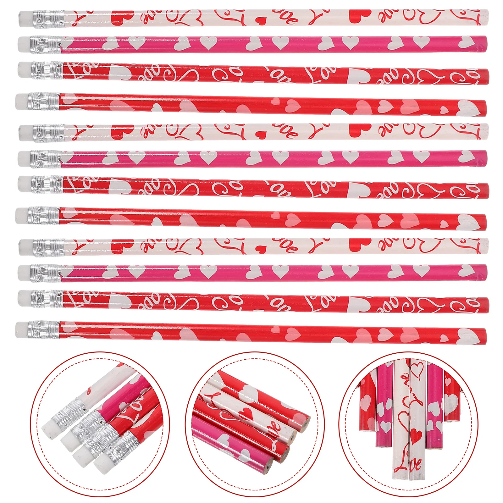 

50 Pcs Lead Pencils Valentine's Day Eraser Tipped Daily Writing Multi-function Delicate Graphite Funny Examination Student