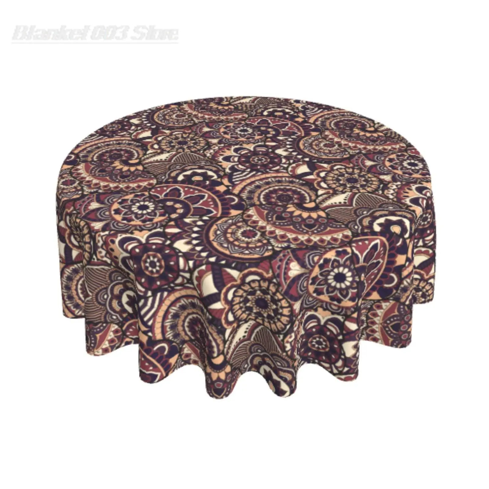 

Round Tablecloth Mandala Vintage Ethnic Table Cloths Waterproof Table Cover for Wedding Party Dining Holiday Banquet
