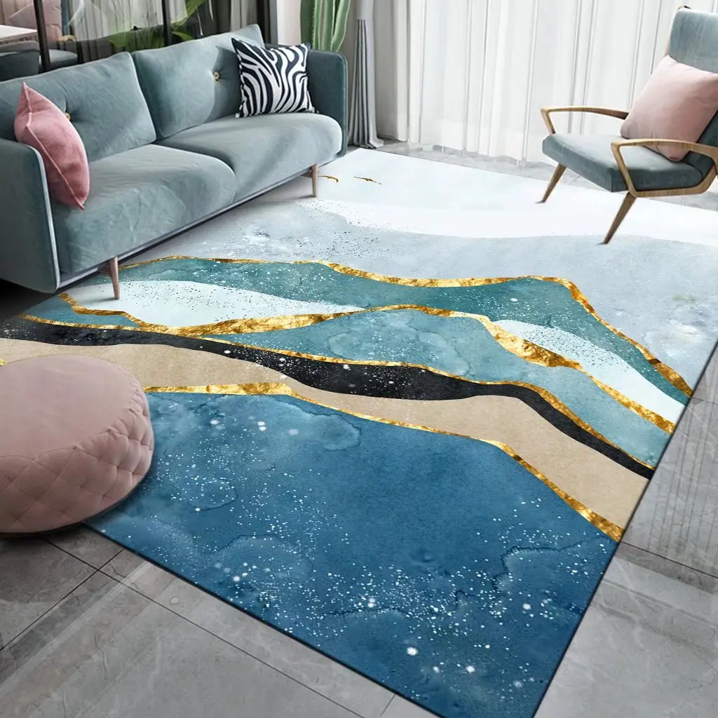 

Nordic Gold Style Carpet Living Room Decor 2x4m Luxury Large Room Rugs for Bedroom Washable Soft Fluffy Non-slip Bedside Mats