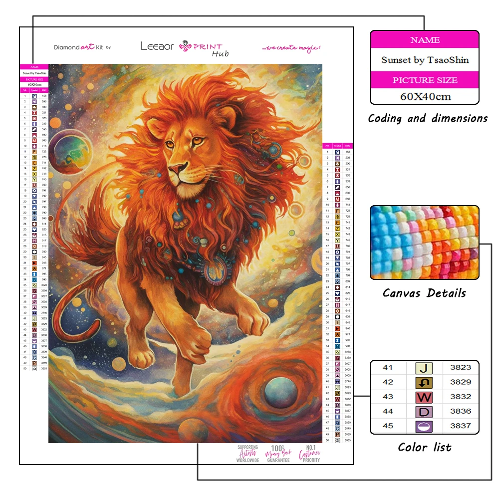 5D алмазная живопись с животными Лев который путешествует между звездами вышивка