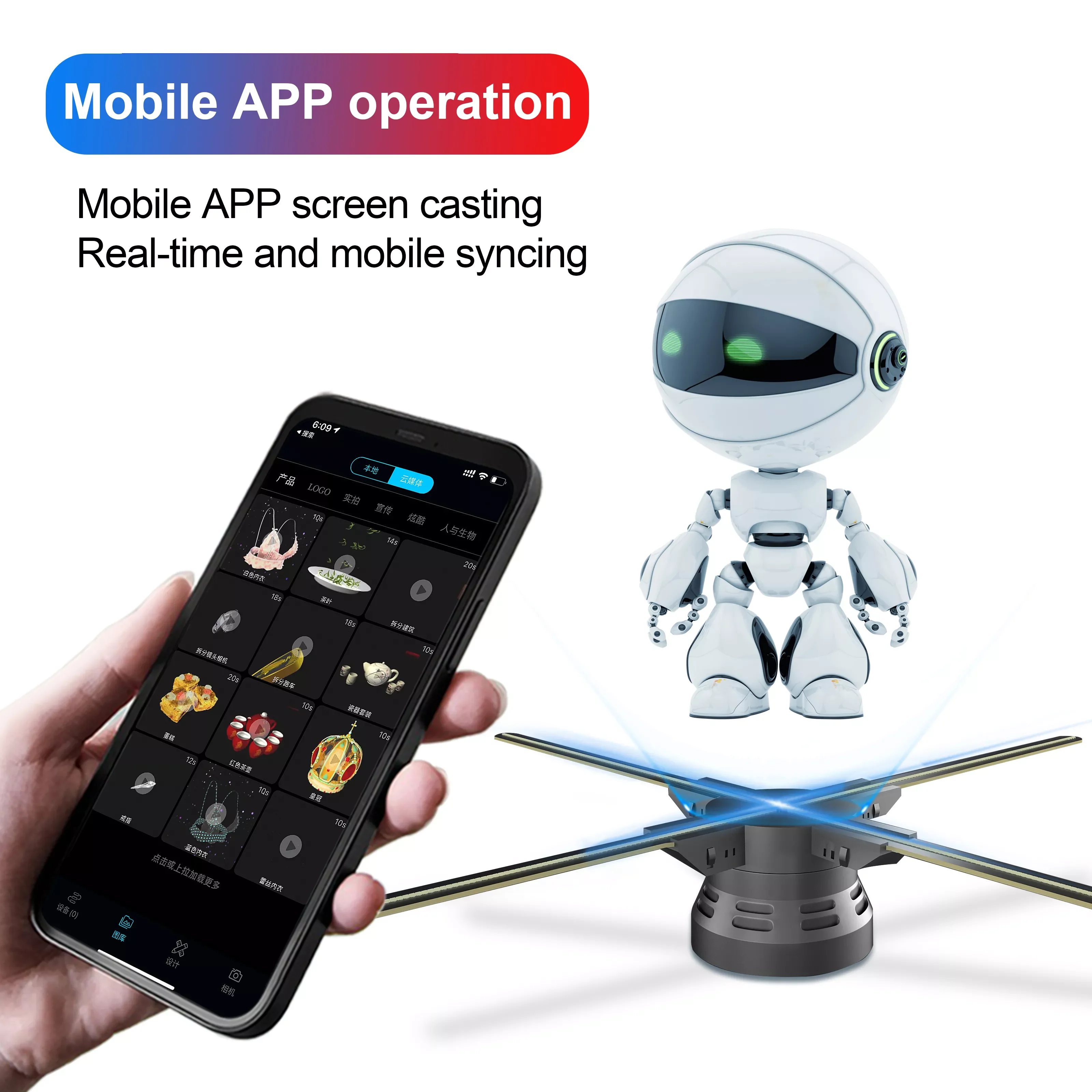 

NEW 3D Fan Hologram Projector Wifi Remote Advertising Display Led Sign Holographic Lamp Player Support Images Video Projector