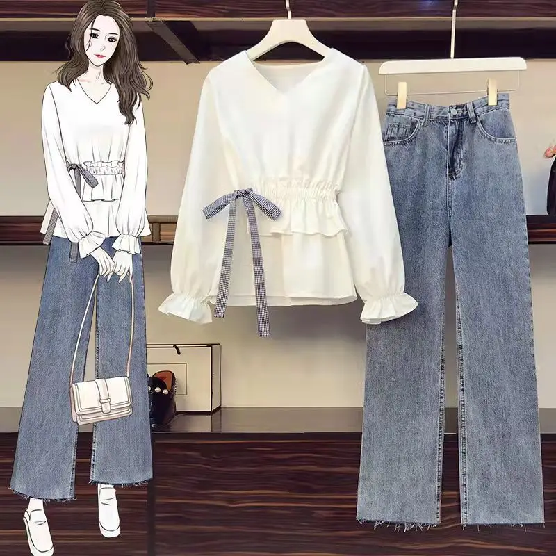 Женские джинсы с завышенной талией свободные женские широкие брюки корейские