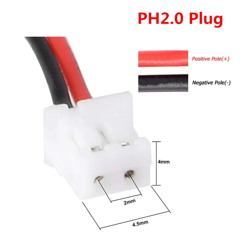 Литий-полимерный аккумулятор Ph2.0 мм 2-контактный для MP3 GPS светодиодные фонари DVR PDA