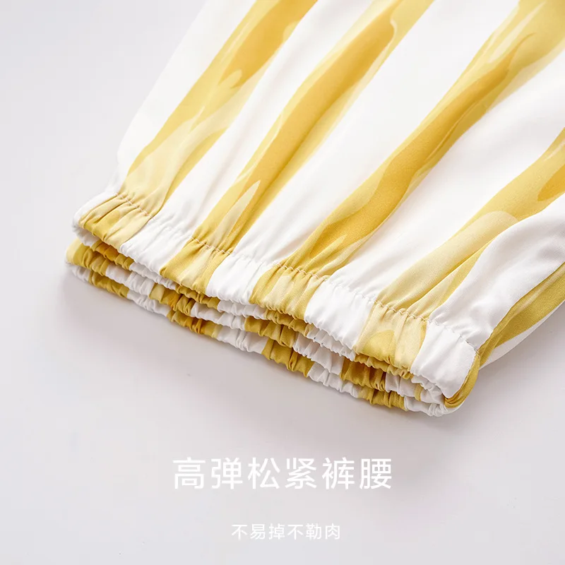 Spring and Summer Pajama for Women's Four Seasons Oil Painting Long-sleeved Trousers Home Service Suit Casual and Soft Sleepwear