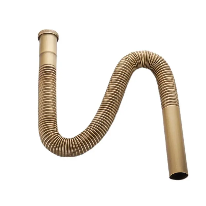 

1PC Brass Antique/Stainless Steel Chrome European Style Sewer Drain S Type Drain Downspout Sink Washbasin Cabinet Drain 80cm