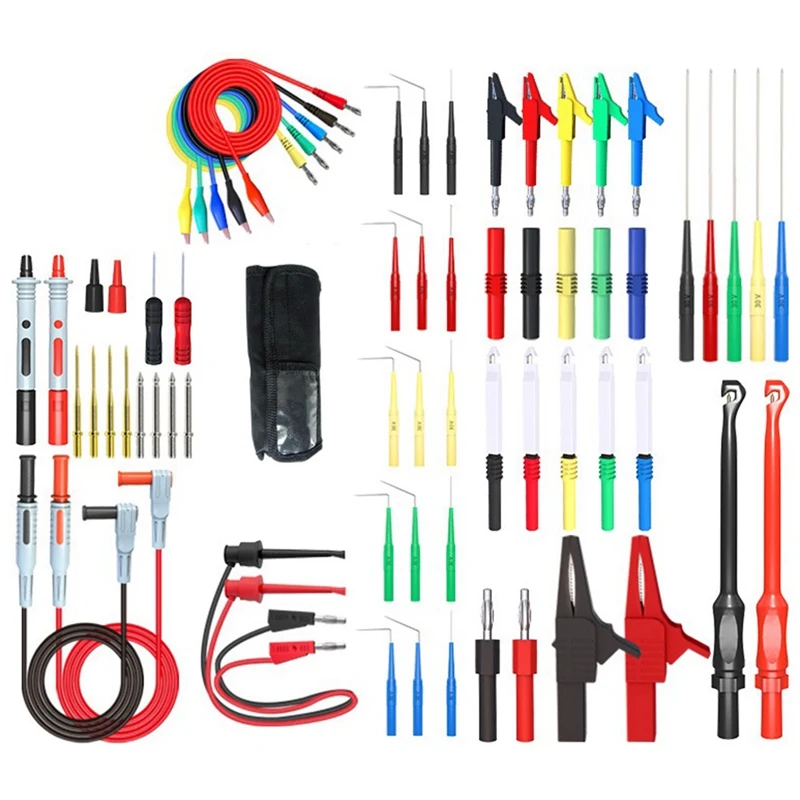 

P1957 64PCS Multimeter Wire Piercing Probes Test Leads Kit With 4Mm Banana Plug Alligatorclip