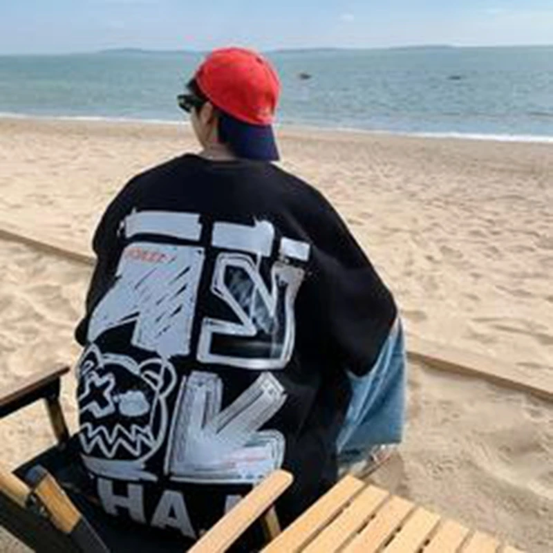 

Oversized Men's T-shirt Summer Cotton Brand Simple Printed Men's T-shirt loose Style Korean Street Fashion Short Sleeve Top