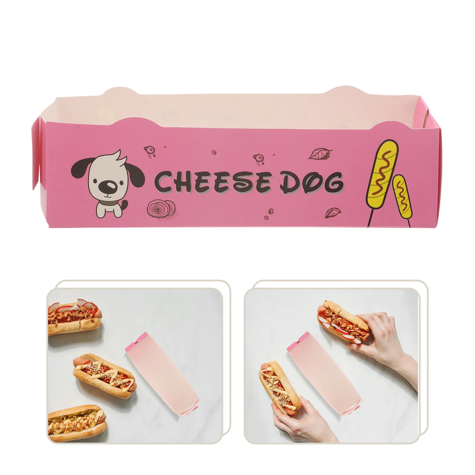 100 Pcs Paper Taco Holder Hot Dog Box Snack Wrapping Container Tray Dogs Containers Greaseproof Food