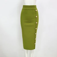 2022 new summer women bodycon skirt sexy button multi color pencil skirt lady office high waist skinny bandage skirt