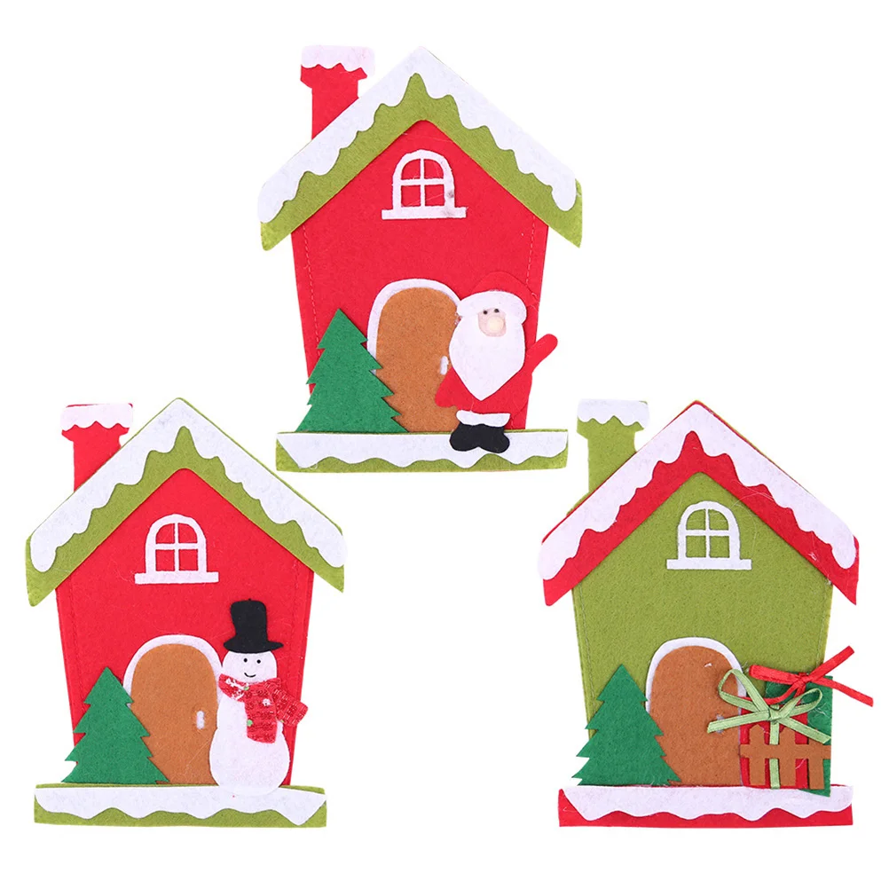 

3pcs Storage Santa Silverware Holder Christmas Party Decoration Holiday Silverware Holder Holiday Table Ornament