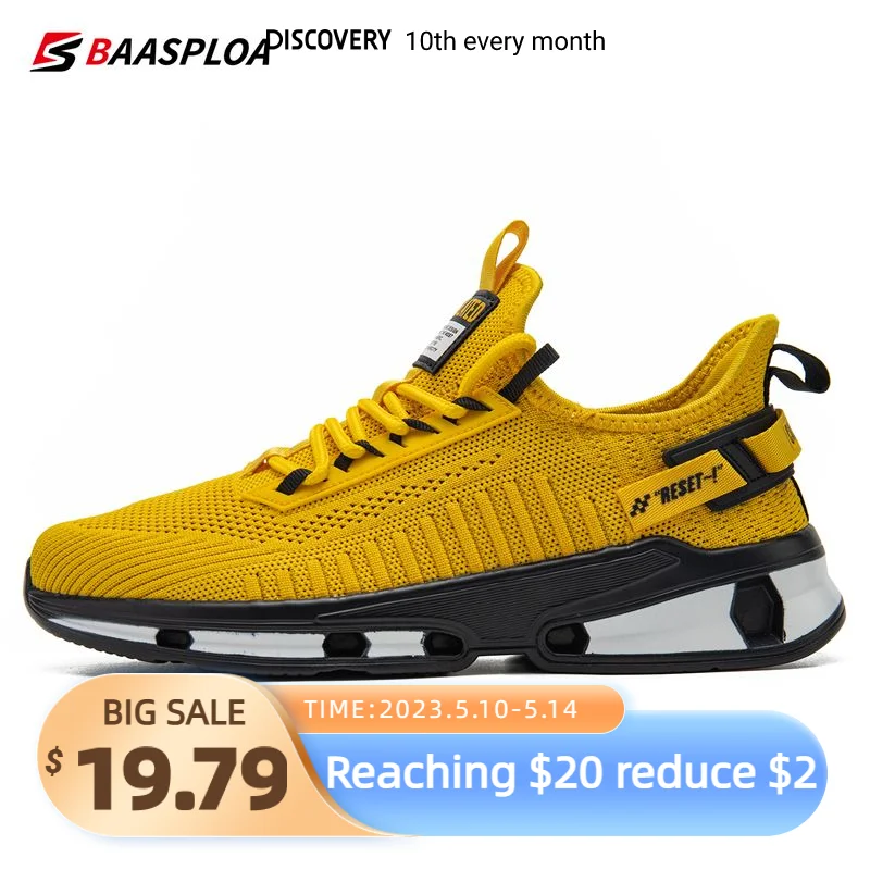 Baasploa Men's New Casual Knit Sneakers Lightweight Fashion Running Shoes Anti-slip Shock-absorbing Male Walking Tenis Shoes