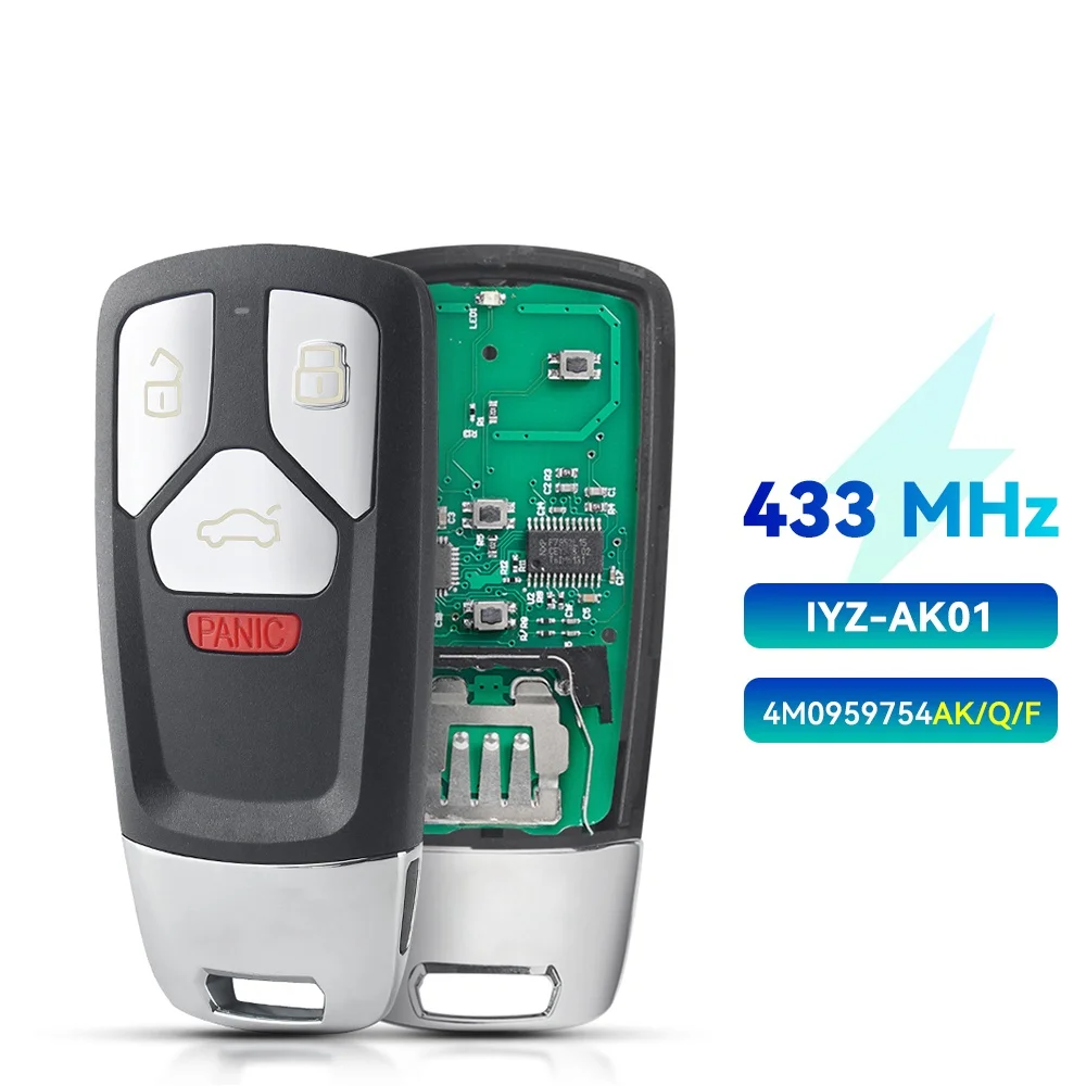 

KEYYOU 4M0959754 433 МГц 315 МГц 3/4 кнопки умный дистанционный ключ для Audi TT A4 A5 Q5 Q7 S5 SQ5 2016 2017 2018 2019