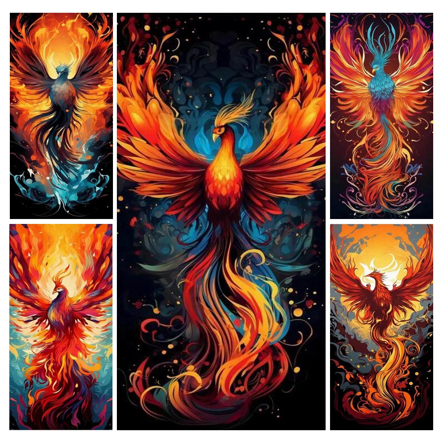 

Diy Diamond Arts Fire Phoenix Painting Large Size Animals Full Mosaic Embroidery Big Birds Rhinestone Picture Wall Decor AA4868