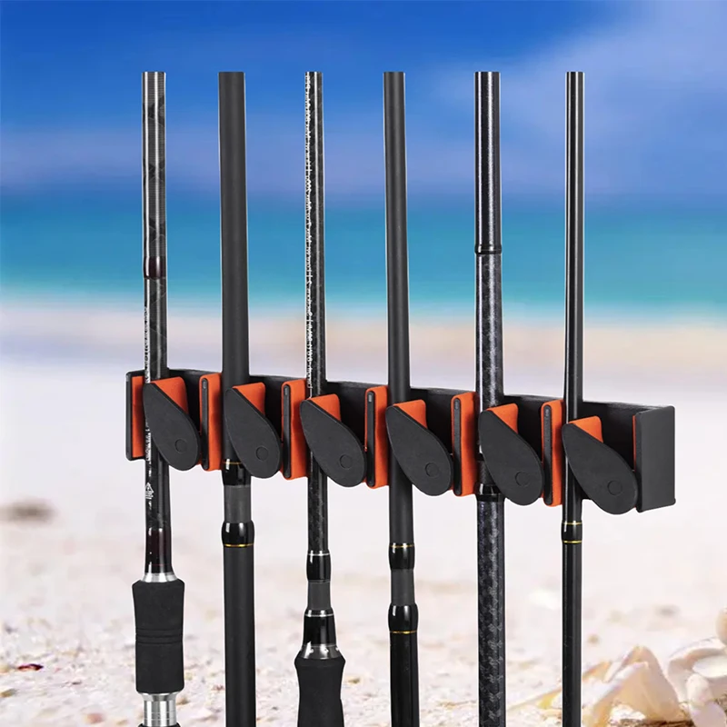 

FOCARP Booms Fishing Rod Holder Store 6 Rods Fishing Rod Rack Fishing Support Vertical Wall Hanging Accommodate Fishing Tackle
