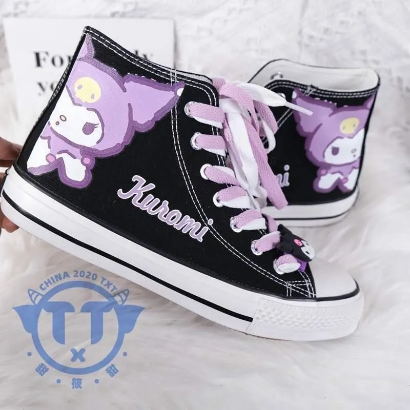 

Kuromi Sanrio Plush Kawaii Cartoon Cute High-Top Dark Harajuku Style Ins Canvas Shoes Anime Plush Toys for Girls Birthday Gift