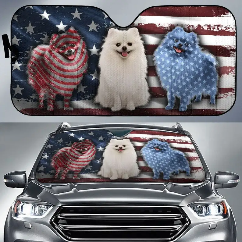 

Померанский автомобильный солнцезащитный козырек 115, персонализированный солнцезащитный козырек, индивидуальный подарок с животными,