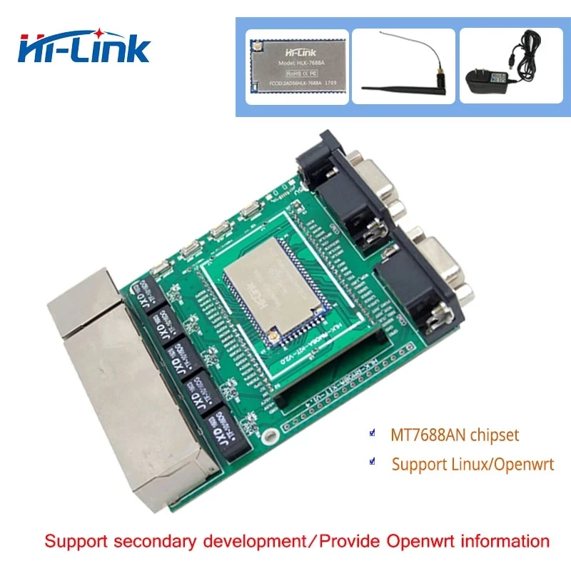 serial Linux openwrt WIFI module support Ali cloud startkit HI-Link HLK-7688A kit