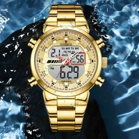 lige mens watch stainless steel dual display quartz man wristwatch casual business luminous watch for men waterproof chronograph