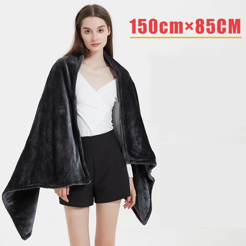 

Winter Electric Blanket USB Heated Warm Shawl Heating Cold Protection Keep Warm Coral Flannel Heated Blanket Outdoor Office Home