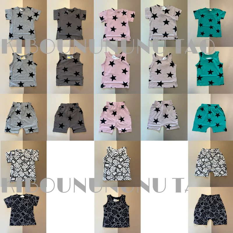 

kibou nununu tao 2022ss Cartoon Cute sweatshorts and sweatshirt Cotton Soft Printed Tops Children's Clothing