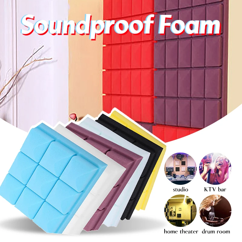 

5Pcs Acoustic Foam Panels Wall Studio Sound Proof Noise Insulation Foam Soundproofing Wall Panels Home Studio KTV Noise Decor