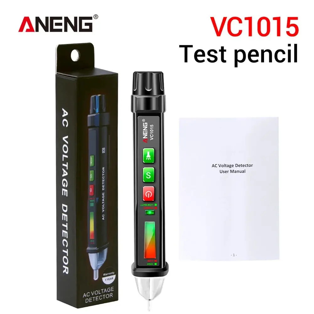 

ANENG VC1015 Non-contact AC Voltage Detector Tester Meter 12V-1000v Pen Style Electric Indicator LED Voltage Meter Vape Pen