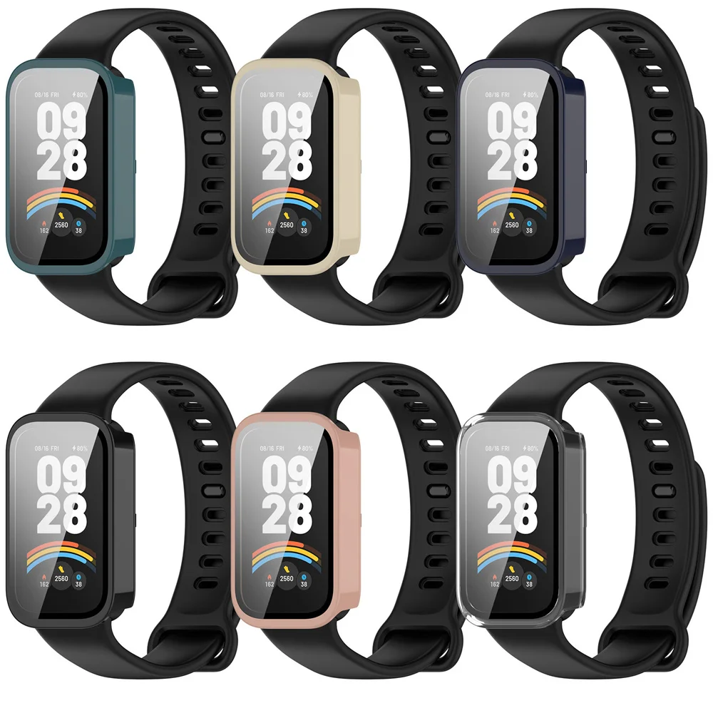 Закаленное стекло + чехол для Xiaomi Smart Band 9 активная защитная пленка экрана