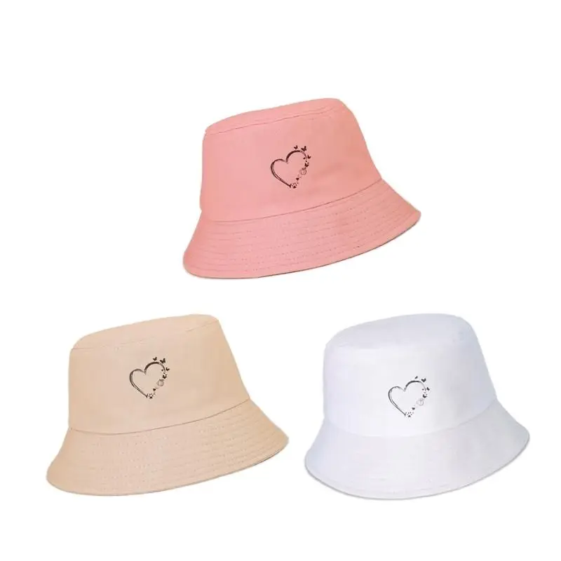 

LDSLYJR Cotton Fashion Joker Butterfly Love Heart Bucket Hat Fisherman Hat Outdoor Travel Hat Sun Cap Hats for Men and Women 438