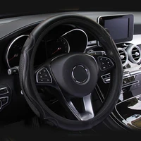 37 38cm black car steering wheel cover wear resistant leather anti slip auto decoration carbon fiber