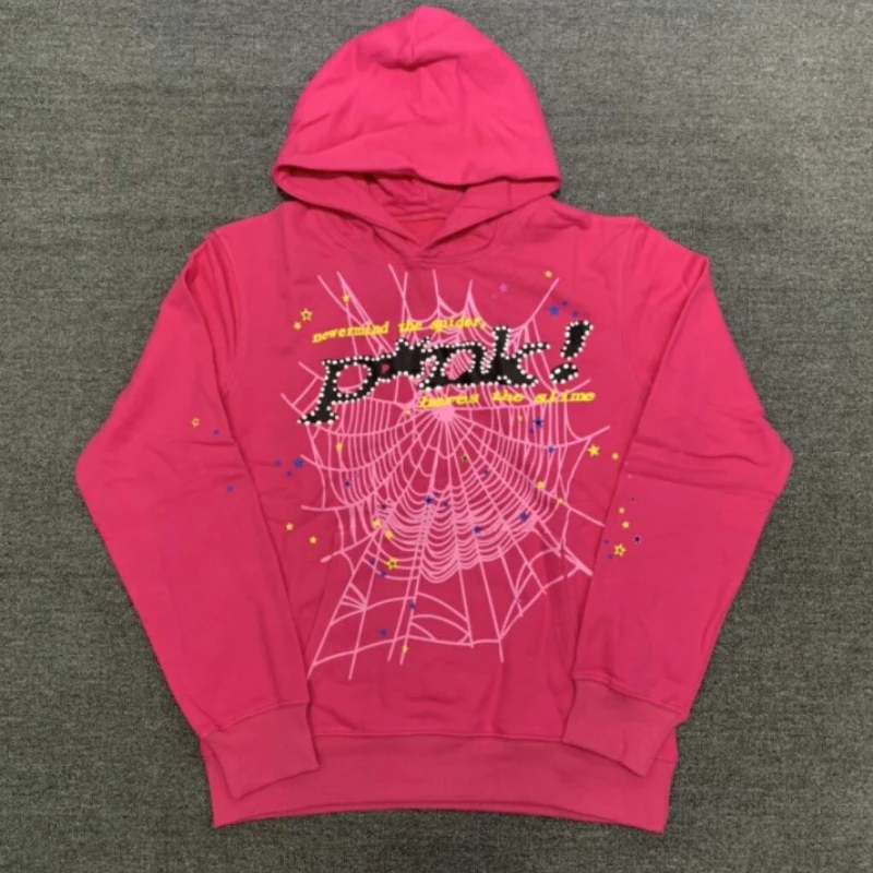 Pink Sp5der Young Thug 555555 Angel Hoodies Men Women 1:1 Best Quality Foam Printing Spider Web Pullover Sweatshirts